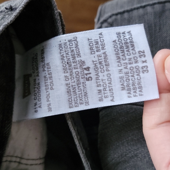 514 Levi's 33x32 Denim Jeans gray, charcoal - Picture 2 of 3
